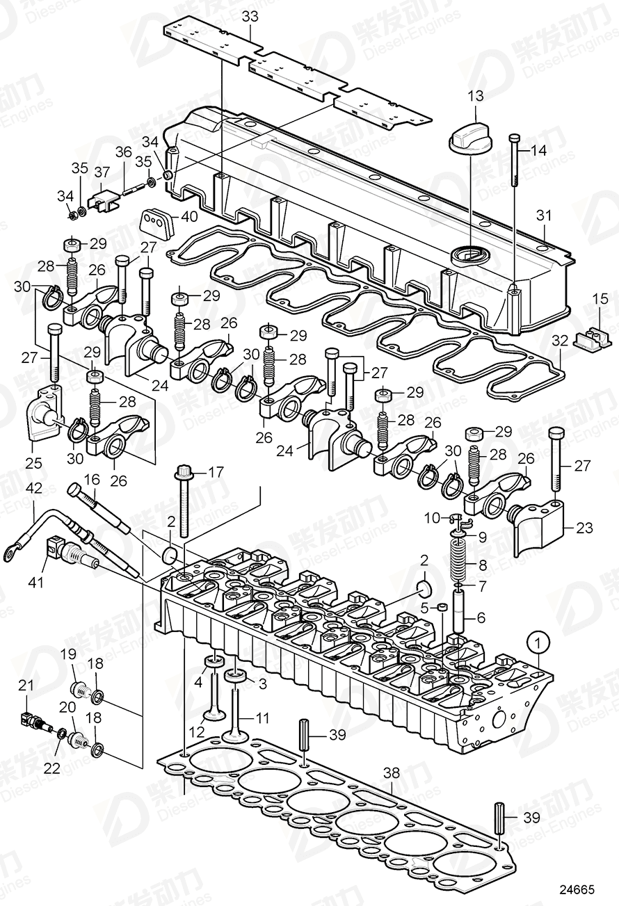 volvo penta Cylinder head 3803664 Drawing volvo penta Cylinder head 3803664 Drawing